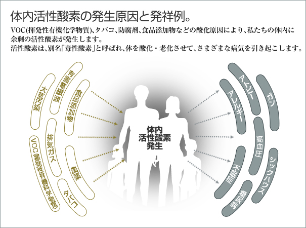 体内活性酸素の発生原因と発祥例